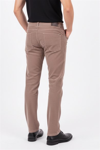 Erkek Bej Kadife Spor Pantolon