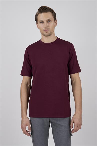Erkek Bisiklet Yaka Bordo Tişört