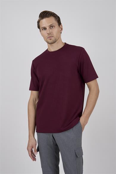 Erkek Bisiklet Yaka Bordo Tişört
