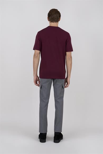 Erkek Bisiklet Yaka Bordo Tişört