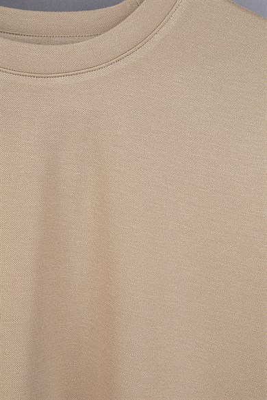 Erkek Bisiklet Yaka Camel Tişört
