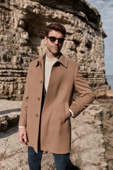 Erkek Camel Kaşe Kaban