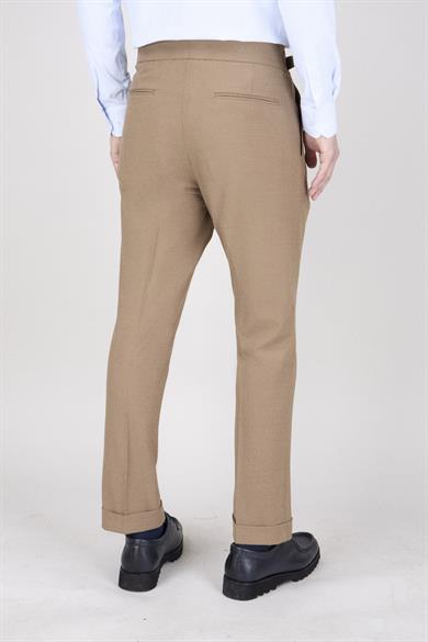 Erkek Camel Çift Pileli Pantolon