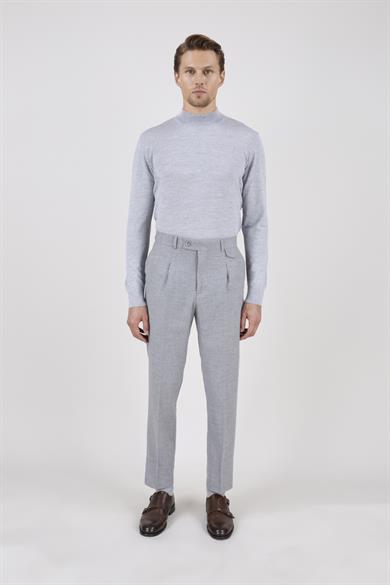 Erkek Gri Tek Pileli Pantolon