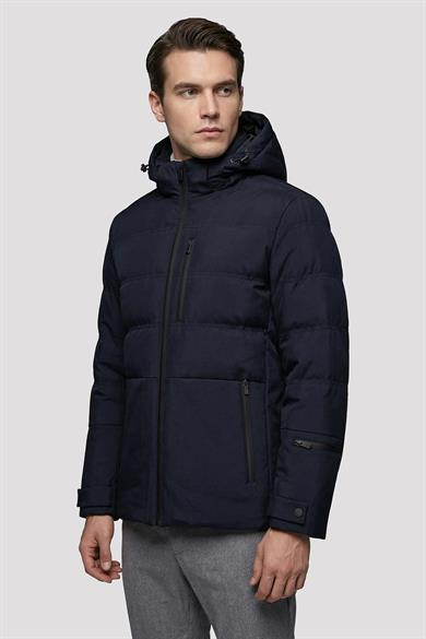 Erkek Kapşonlu Lacivert Mont