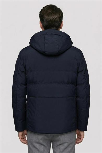 Erkek Kapşonlu Lacivert Mont