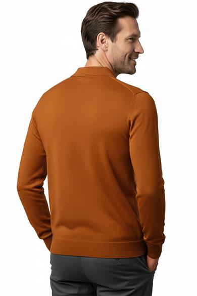 Erkek Kiremit Renk Polo Yaka Triko Kazak