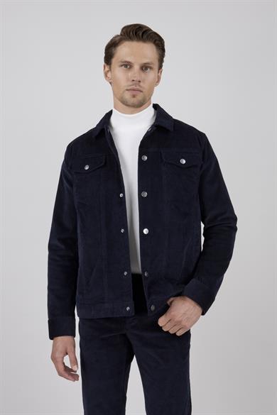 Erkek Lacivert Kadife Casual Mont