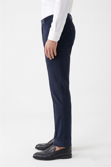 Erkek Lacivert Kadife Spor Pantolon