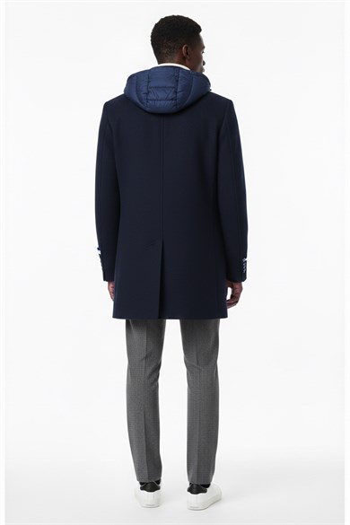 Erkek Lacivert Kaşe Kaban