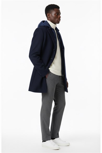 Erkek Lacivert Kaşe Kaban