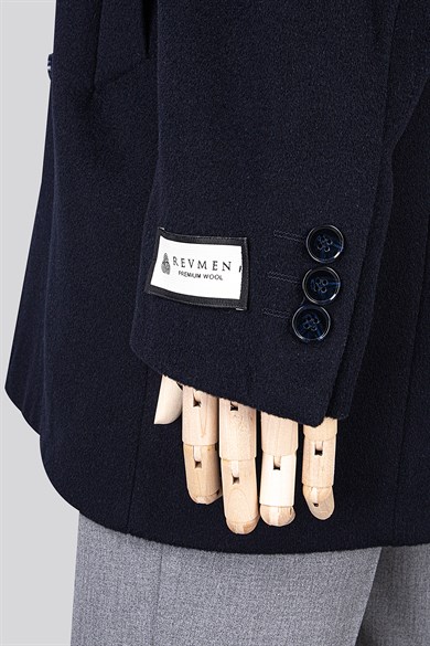 Erkek Lacivert Kaşe Kaban