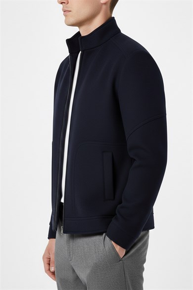 Erkek Lacivert Kaşe Mont