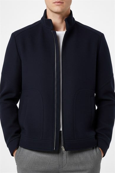 Erkek Lacivert Kaşe Mont