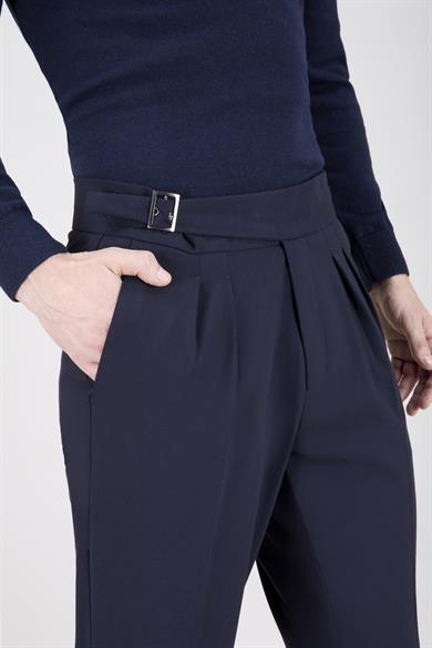 Erkek Lacivert Çift Pileli Pantolon