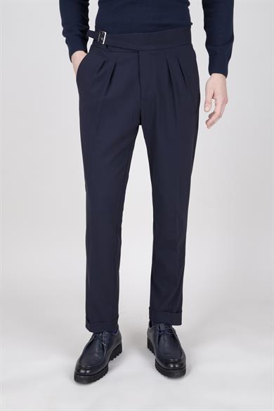 Erkek Lacivert Çift Pileli Pantolon