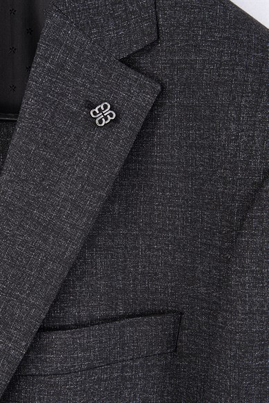 Erkek Regular Fit Mono Yaka Antrasit Takım Elbise