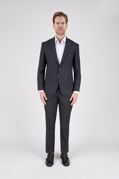 Erkek Regular Fit Mono Yaka Füme Takım Elbise