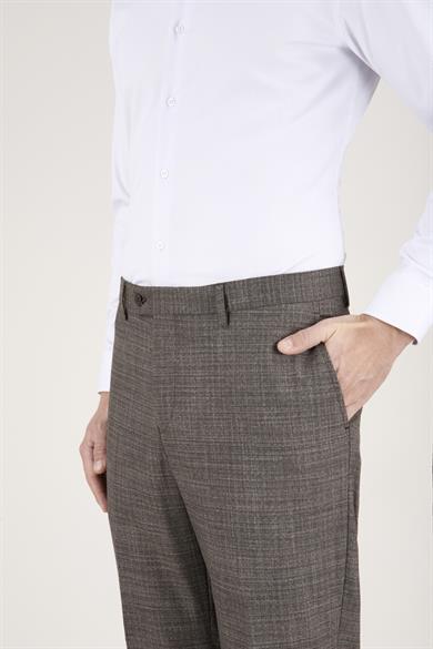 Erkek Regular Fit Mono Yaka Kahverengi Takım Elbise