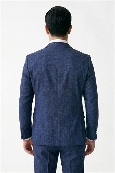 Erkek Regular Fit Mono Yaka Lacivert 4 Drop Takım Elbise