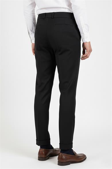 Erkek Siyah Çift Pileli Pantolon
