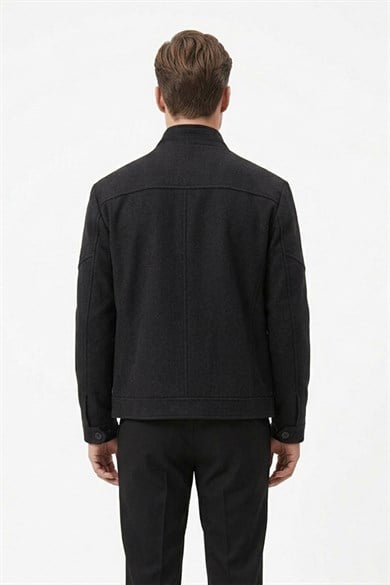 Erkek Siyah Kaşe Mont