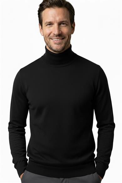 Erkek Siyah Yarım Balıkçı Yaka Triko