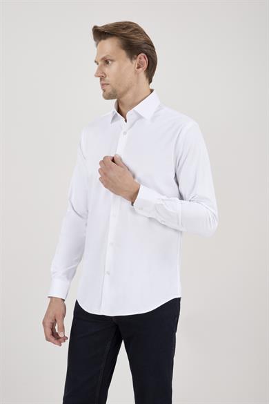 Erkek Slim Fit Beyaz Gömlek