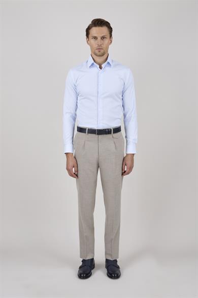 Erkek Slim Fit Çizgili Açık Mavi Gömlek