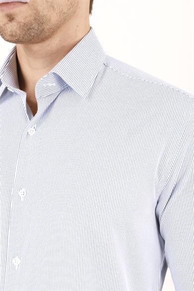 Erkek Slim Fit Çizgili Lacivert Gömlek
