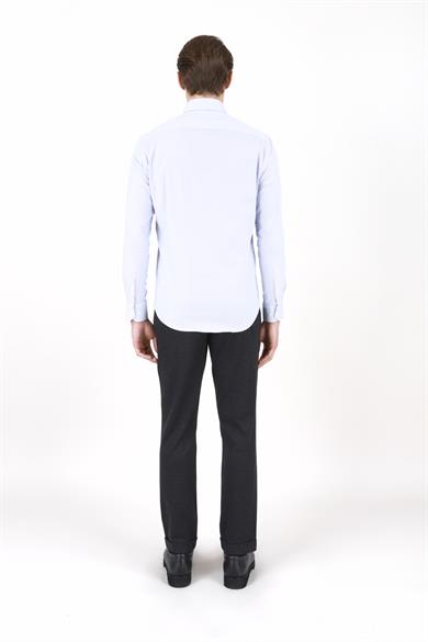 Erkek Slim Fit Çizgili Lacivert Gömlek