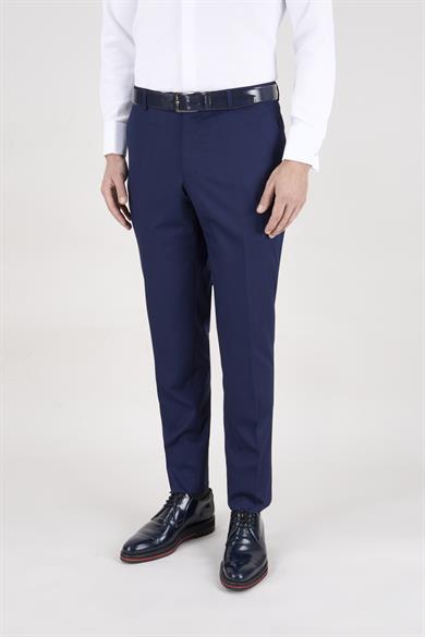Erkek Slim Fit Damatlık Smokin Sivri Yaka Açık Lacivert Yelekli Takım Elbise