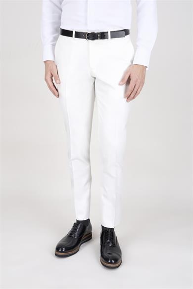 Erkek Slim Fit Damatlık Smokin Sivri Yaka Krem Rengi Yelekli Takım Elbise