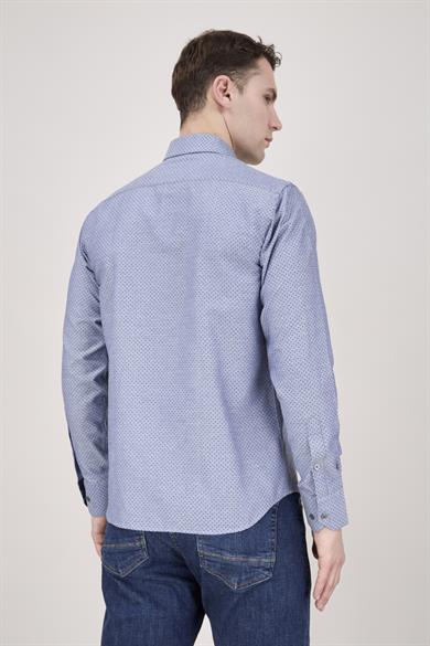 Erkek Slim Fit Dar Yaka Lacivert Gömlek