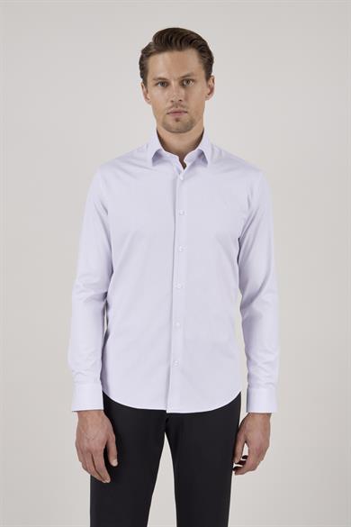 Erkek Slim Fit Lila Gömlek