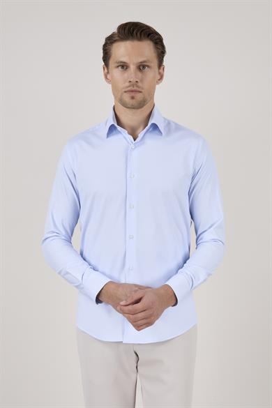 Erkek Slim Fit Mavi Gömlek