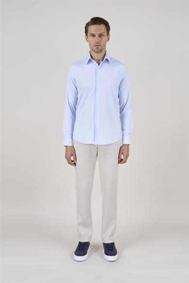 Erkek Slim Fit Mavi Gömlek