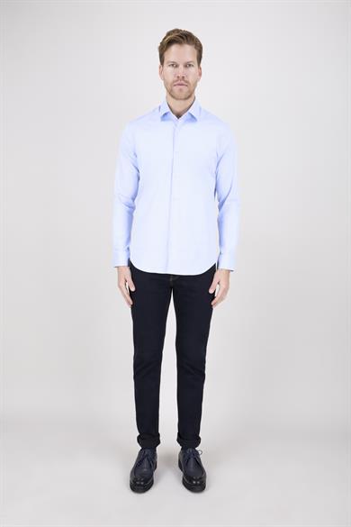 Erkek Slim Fit Mavi Gömlek