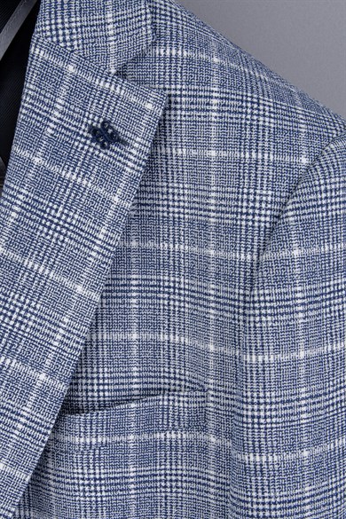 Erkek Slim Fit Mono Yaka Açık Lacivert Yarım Astar Ceket