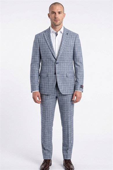 Erkek Slim Fit Mono Yaka Açık Lacivert Yarım Astar Ceket