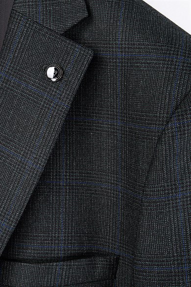 Erkek Slim Fit Mono Yaka Antrasit Ceket
