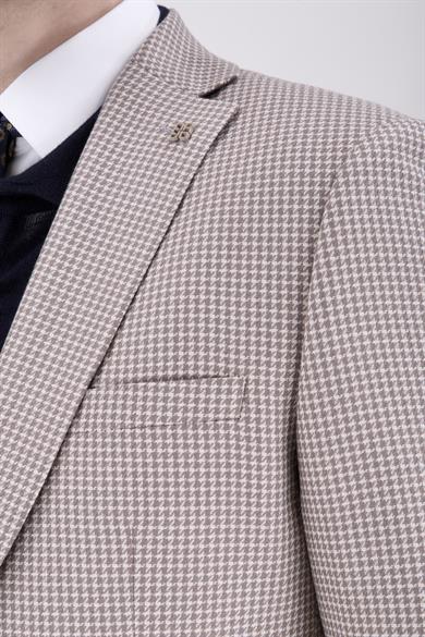 Erkek Slim Fit Mono Yaka Bej Ceket