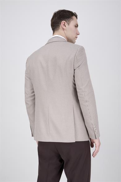 Erkek Slim Fit Mono Yaka Bej Ceket