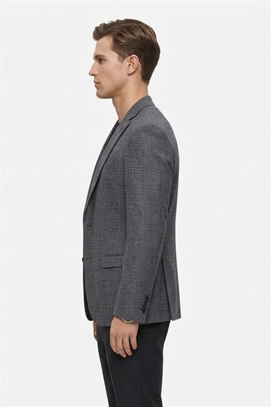 Erkek Slim Fit Mono Yaka Füme Ceket
