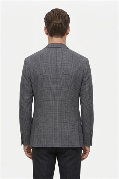Erkek Slim Fit Mono Yaka Füme Ceket
