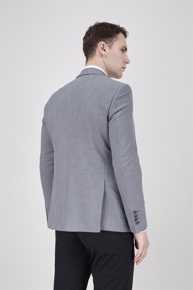 Erkek Slim Fit Mono Yaka Gri Ceket