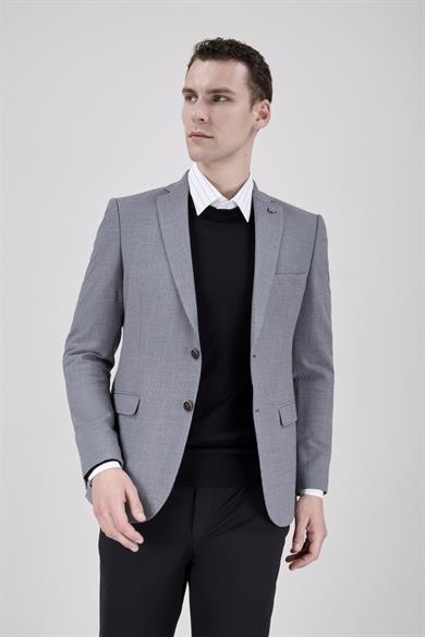 Erkek Slim Fit Mono Yaka Gri Ceket