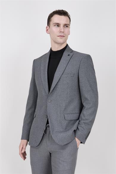 Erkek Slim Fit Mono Yaka Gri Ceket
