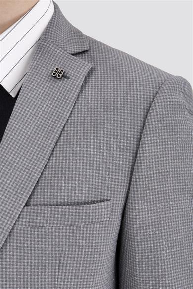 Erkek Slim Fit Mono Yaka Gri Ceket