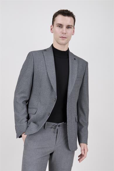 Erkek Slim Fit Mono Yaka Gri Ceket